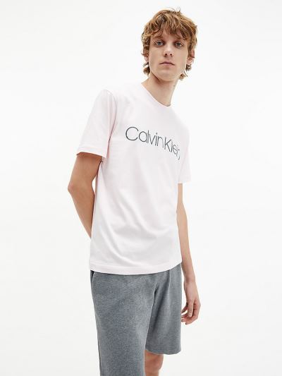 Calvin Klein Ruhák HU745087 | Calvin Klein Organic Cotton Logo Férfi Póló Rózsaszín